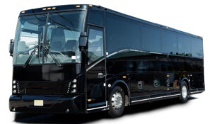 Westchester luxury coach bus service featuring a 40 passenger Van Hool coach with onboard bathroom and premium seating