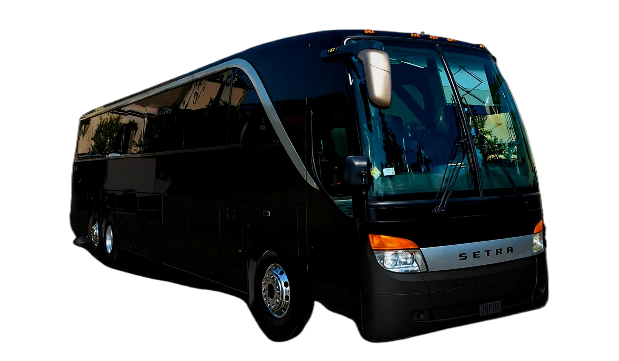 Westchester coach bus service rental for hire featuring a 56 passenger luxury coach with onboard bathroom for group travel