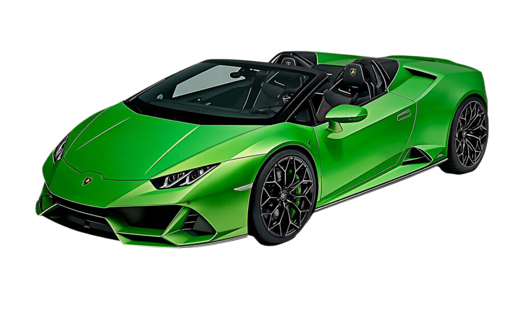 Lamborghini Huracán EVO Spyder service for hire arriving at a luxury Westchester special event with private chauffeur in Westchester County